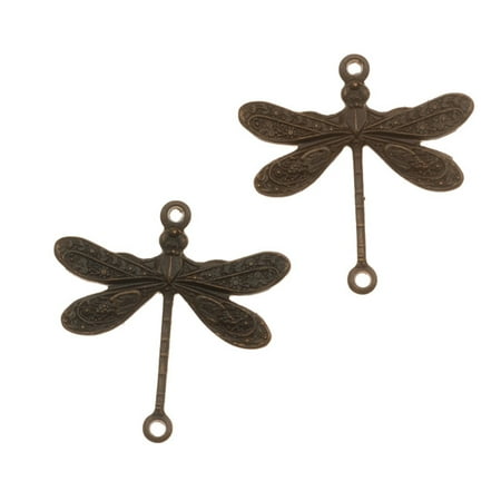- Vintaj Natural Brass 2-Hole Dragonfly Connector Beads 17mm (2)