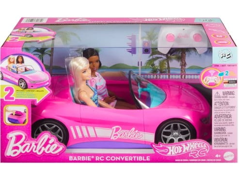 Hot Wheels Barbie RC Convertible Car with 2 Barbie Dolls