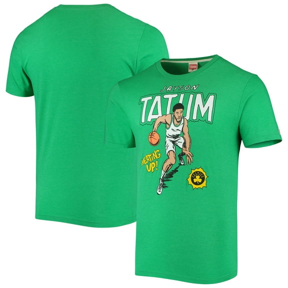 Men's Homage Jayson Tatum Kelly Green Boston Celtics Comic Book Player Tri-Blend T-Shirt