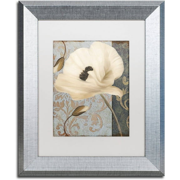 Trademark Fine Art "Poppy Brocade II" Canvas Art by Color Bakery White Matte, Silver Frame