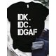 thumbnail image 2 of Letter Print T-Shirt, Casual Short Sleeve Top For Spring & Summer, Women's Clothing Tee For Adult, Men, Women, Teen, Teenager, Adolescent, Youth, 2 of 6