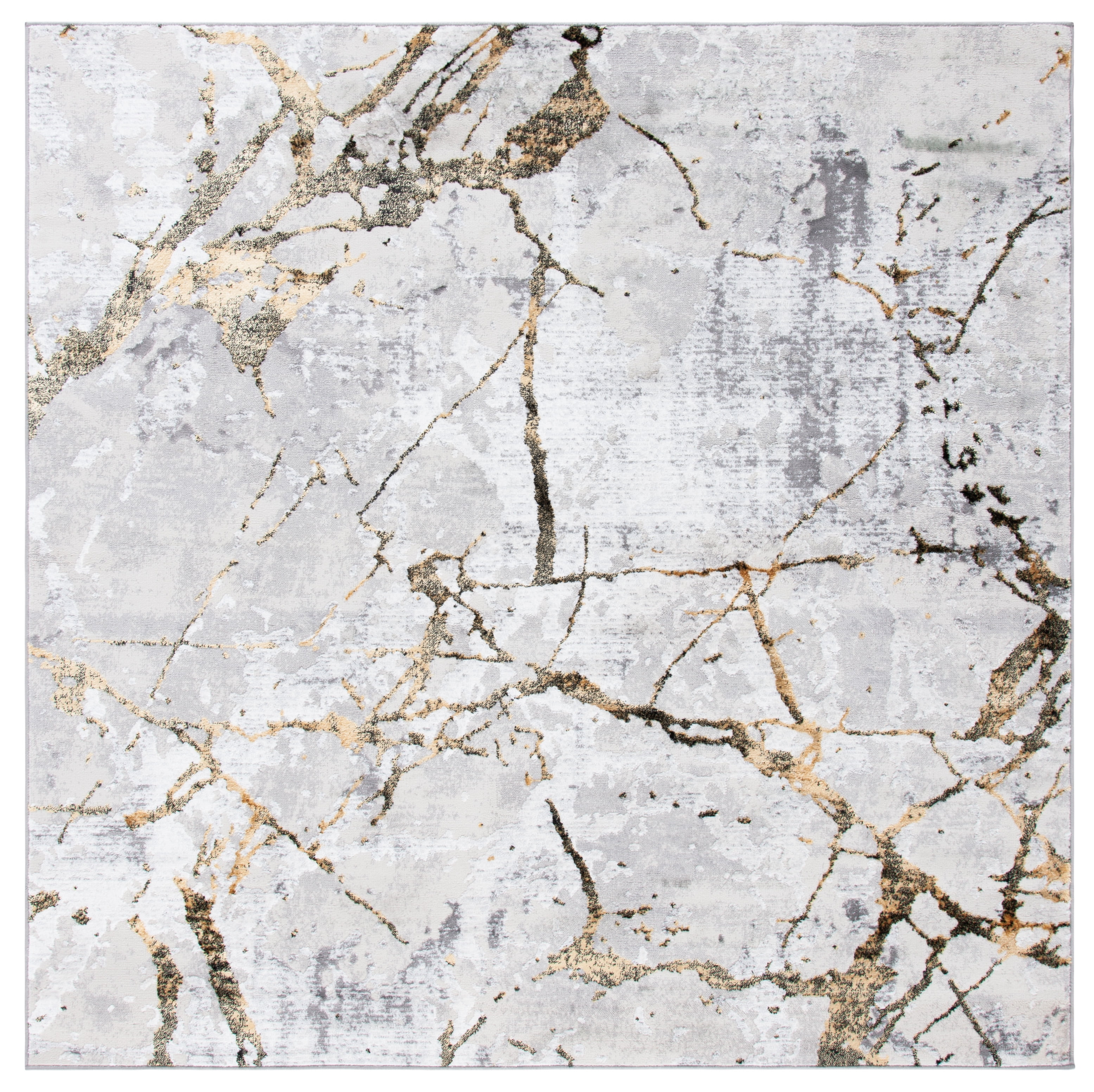 SAFAVIEH Amelia Pemala Abstract Area Rug, Gray/Gold, 12' x 12' Square