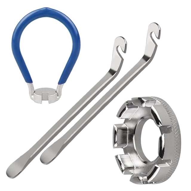 CUITING 4 Pack Bike Spoke Tool Spoke Wrench Pocket Tool 6 in 1 Bike Rim Truing Tool Correct Tool with Tire Lever