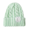 thumbnail image 3 of Nooxsoe Women Beanie Hats Winter Hat Slouchy Beanie Hat Knitted Beanie Soft Warm Winter Warm Bonnet Ski Beanie Ribbed Knit Beanie Comfortable Soft Ski Hats for Women's Hats Mint Green One Size, 3 of 5