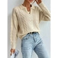thumbnail image 5 of Womens Cable Knit Sweaters Long Sleeve V Neck Sweater Tops Casual Pullover -Shirts Fall Fashion Outfits  XL, 5 of 7