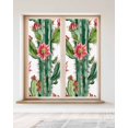 thumbnail image 2 of Window Privacy Film Summer Cactus Floral Stained Glass Window Film Decorative Sun Block Window Cover Watercolor Red Flower Plant Window Clings Static Adhesive Sticker for Bathroom 23.6"x59", 2 of 7
