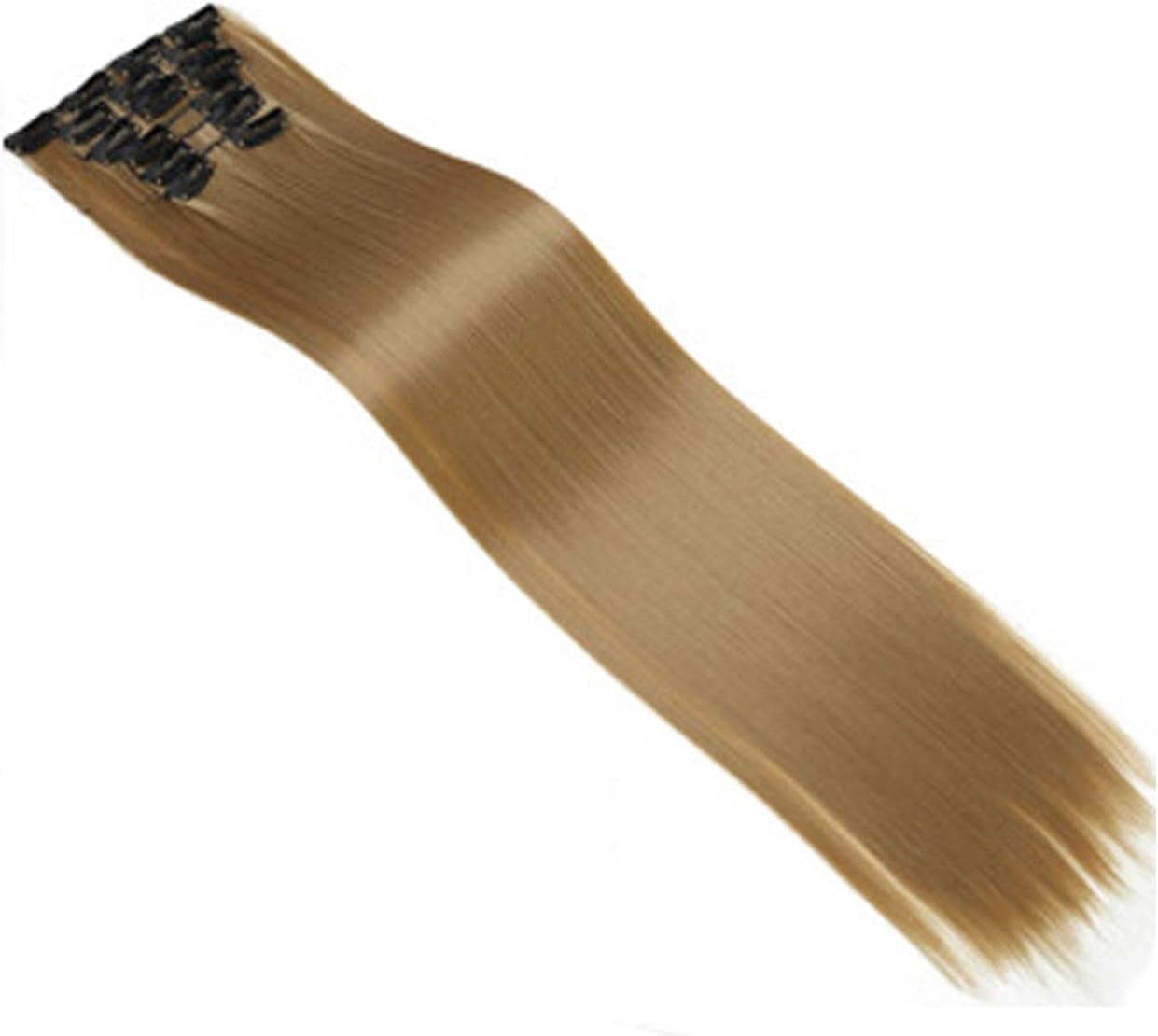 Aorsher 24 Inch Clip in Hair Extensions 6pcs Long Straight Synthetic Remy Hair Extensions Black Brown Mix Blonde Natural Looking Hair Piece for Daily Use