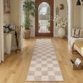 thumbnail image 4 of BERTHMEER 2'x8' Runner Rugs for Hallway Kitchen Doorway Laundry Entrance Bedroom Dining Room Machine Washable Non Slip Geometric Modern Checkered Indoor Runner Rugs,Brown, 4 of 6