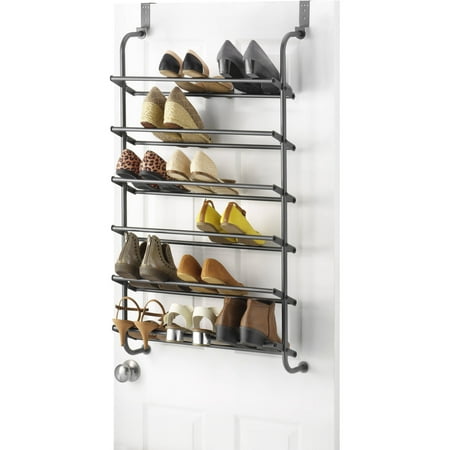 Whitmor 6 Shelf Over The Door Shoe Rack Gunmetal Gray