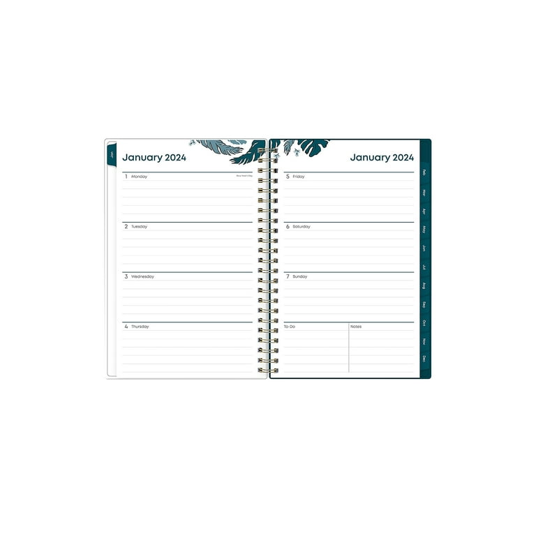 Day Designer Palms Weekly/Monthly Planner, Palms Artwork, 8 x 5,  Green/White Cover, 12-Month (Jan to Dec): 2024