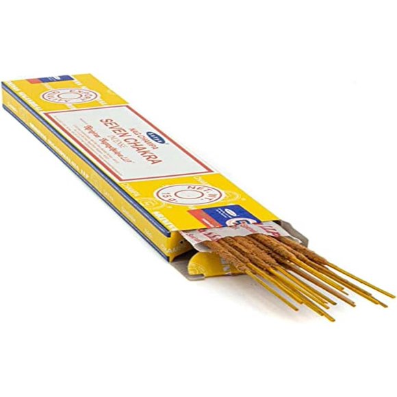 Bâtonnets d'Encens Satya, Noir, Sept Chakras (Lot de 12)