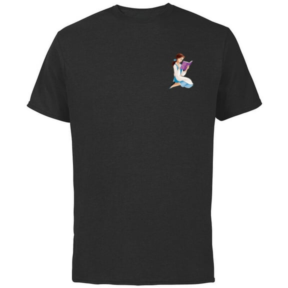 Disney Princess Belle Small Print - Short Sleeve Cotton T-Shirt for Adults - Customized-Black