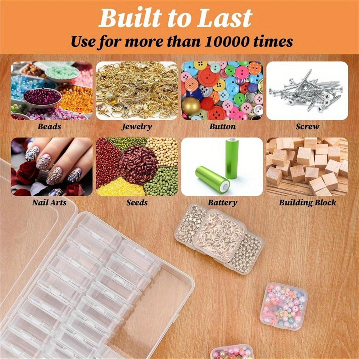 Bead Organizer,90Pcs Small Bead Storage Containers,3 Large Craft Storage Cases,Storage Box for Jewelry Making Diamond