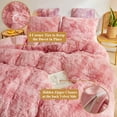 XeGe Tie Dye Plush Shaggy Duvet Cover Set, Ombre 3 Pieces Soft Velvet Fluffy Furry Bedding Set