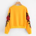 thumbnail image 1 of Chandail en Molleton à Manches Longues pour Femmes avec Broderie Rose, Col Rond, Pull-Over, 1 of 6