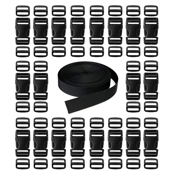 Buckles Straps Set,Release Plastic Buckle Dual Adjustable, 21 Yard Polyester bing Strap Band