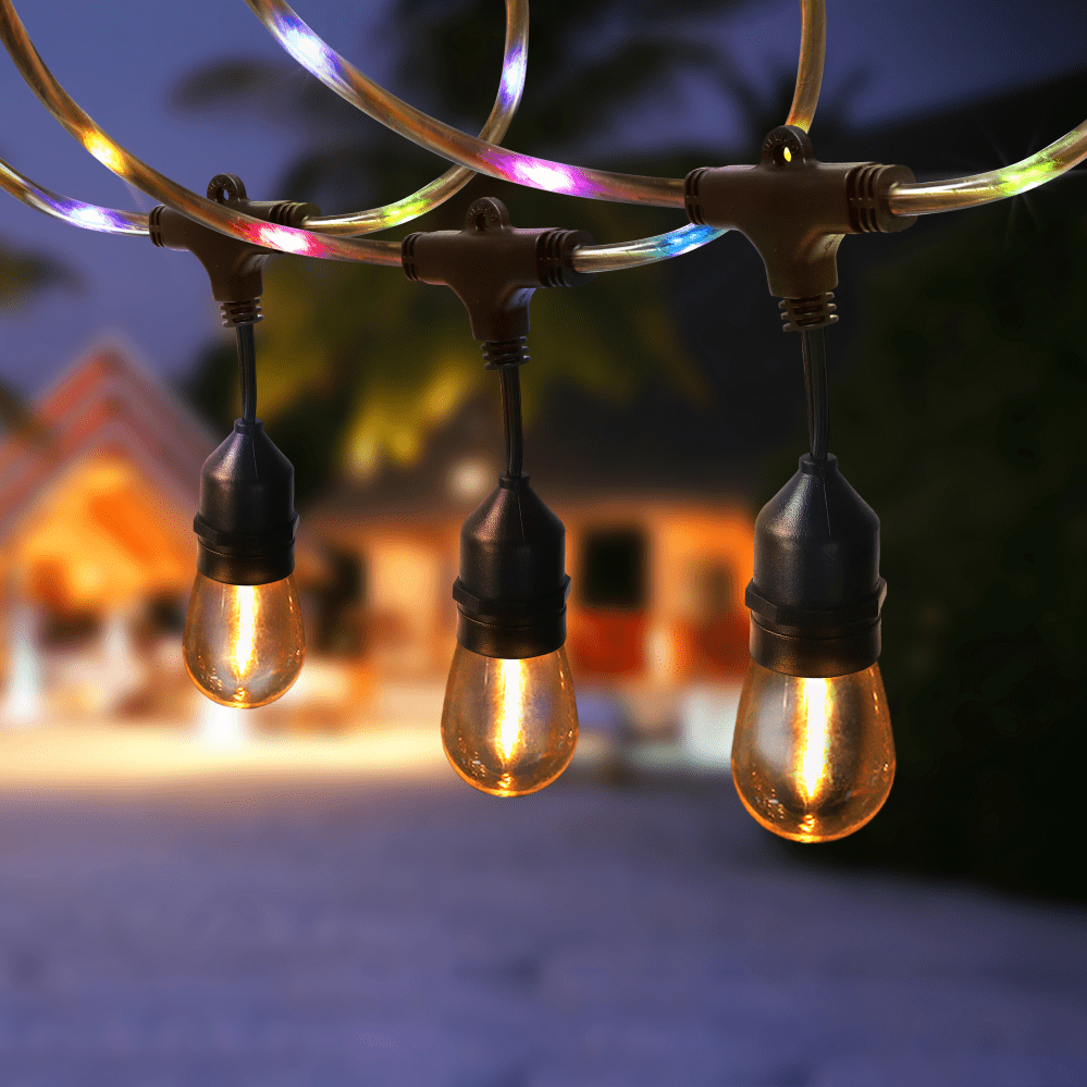 Wiiloke Outdoor 20 ft. Plug-in 10 S14 Bulb String Light with multi-Colored Rope Fairy