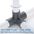 thumbnail image 4 of 11/2" Fittings, 4Pcs 4 Way Elbow Connector Elbow Corner Fitting, Grey, 4 of 7