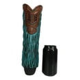 thumbnail image 6 of Rustic Western Country Faux Leather Cowgirl Boot Vase W/ Turquoise Frill Fringe, 6 of 6