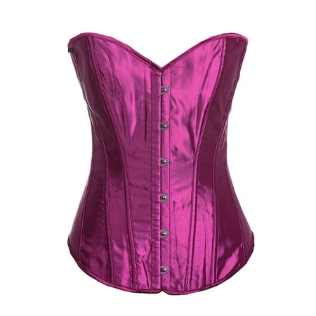 Chicastic Sexy Purple Satin Lace Corset Lace Up Bustier With Strong Boning - Small