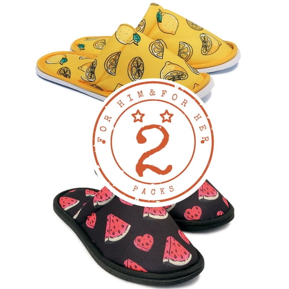 Lemon Melon Slippers Pack Lemon For Him Watermelon For Her Home Slippers Kitchen Garage Dorm Bedroom Lightweight Silent Walk