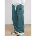 thumbnail image 4 of Mens Corduroy Casual Pants Fashion Loose Fit Wide Leg Straight Sweatpants Elastic Waist Drawstring L, 4 of 9