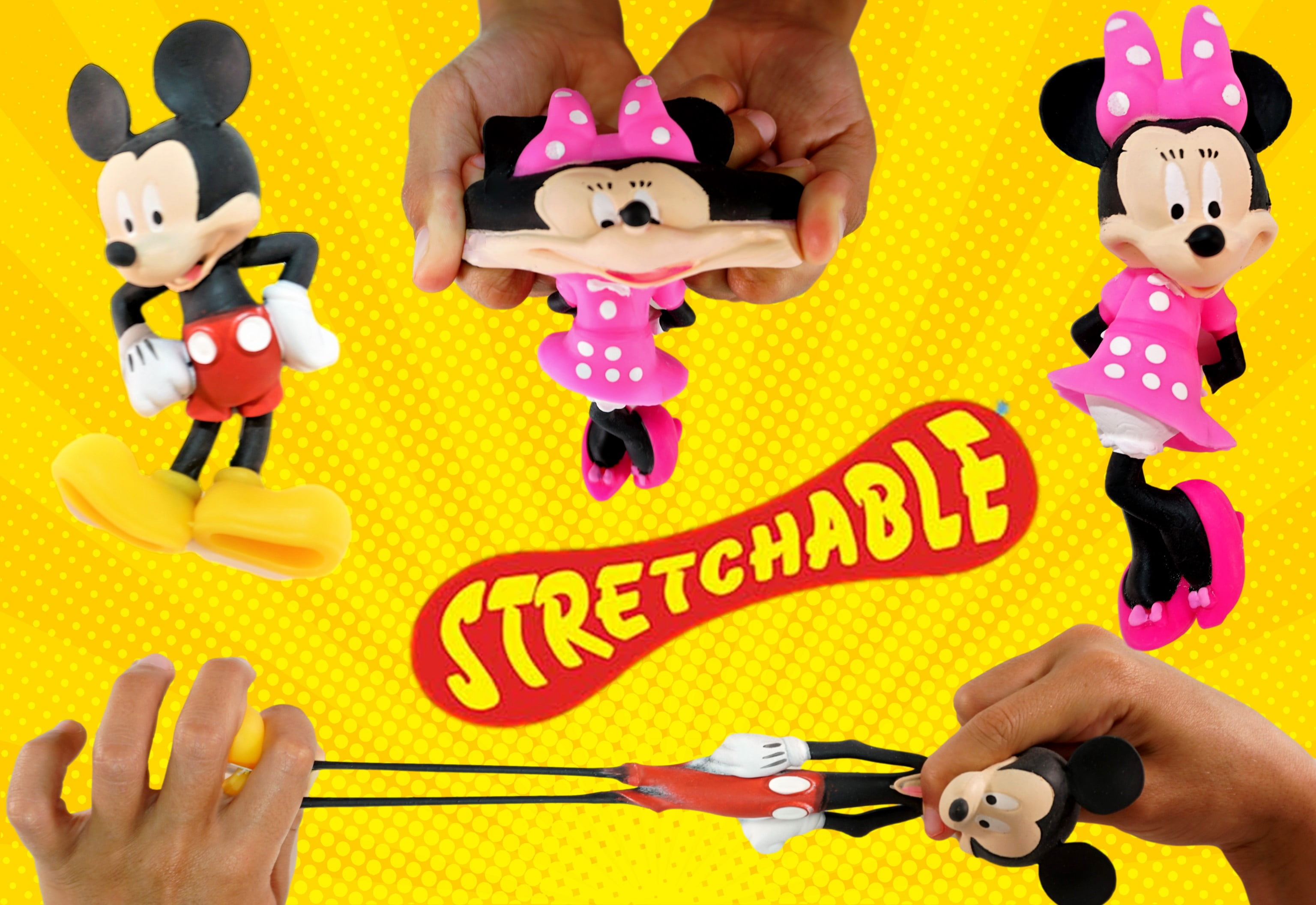 JA-RU Disney - Juguetes elásticos de Mickey y Minnie Figuras Squish & Pull  Toys (1 figura de Mickey), casa club Disney juguete calmante para la