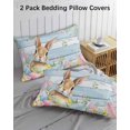 thumbnail image 2 of Easter Queen Pillow Cases Set of 2 - Microfiber Bed Throw Pillow Covers, Farmhouse Spring Rabbit Eggs Flowers Wooden Board Decorative Lumbar Pillow Cover with Envelope Closure for Sofa/Travel 20"x30", 2 of 6