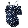 thumbnail image 2 of Neinkie Maternity Swimsuit One Piece Pregnancy Swimwear Bathing Suit Halter Ruffled Maternity Bikini Monokini, 2 of 8