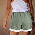 thumbnail image 6 of Women's Lace Trim Shorts, High Waisted Linen Look Casual Shorts with Drawstring and Pockets, Summer Beach Vacation Resort Outdoor Daily Wear Loose Fit Flowy Bottoms Army Green L, 6 of 7