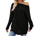 thumbnail image 1 of Gibobby Suéter Abrigo Mujer Suéter de punto con cordón de color a la moda para mujer: suéter holgado (Negro, S), 1 of 3