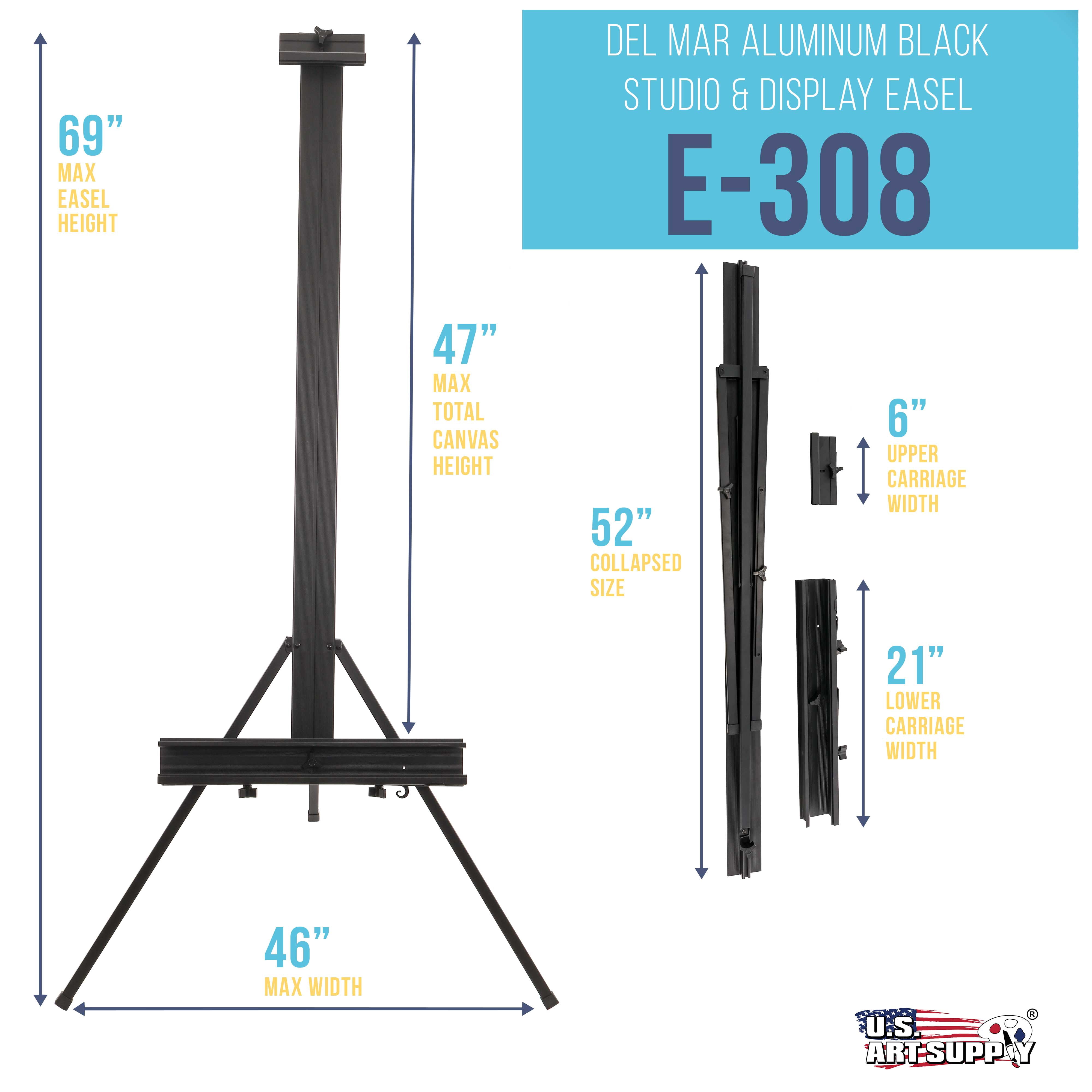 U.S. Art Supply Del Mar 69" High Aluminum Single Mast Artists Studio Easel and Floor Display Stand, Canvas Height To 47"