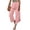 Pink, variant on Women's Summer Wide Leg Linen Capris Drawstring Elastic Waist Loose Fitting Breathable Asymmetrical Hem Cropped Trousers Black M
