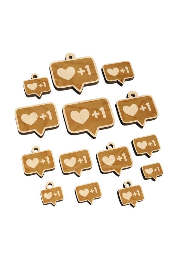 I Love this Bubble Heart Plus One 1 Wood Mini Charms Shapes DIY Craft Jewelry - No Hole - Various Sizes (16pcs)