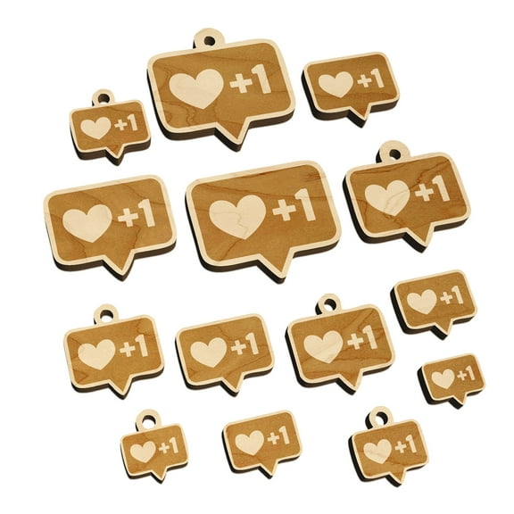 I Love this Bubble Heart Plus One 1 Wood Mini Charms Shapes DIY Craft Jewelry - With Hole - 12mm (26pcs)