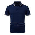 thumbnail image 4 of VEKDONE Men's Golf Shirt Casual Short Sleeve Button Up Collared T-Shirt with Leopard Print Trim Summer Business Work Shirts Navy M, 4 of 9