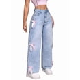 thumbnail image 2 of Baggy Jeans for 2026 Woman Tie Jeans High Waist Wide Leg Loose Pants Casual Streetwear Light Blue L, 2 of 9