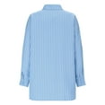 thumbnail image 4 of Women's Oversized Striped Button Down Shirts Long Sleeve Loose Lapel Tops Dressy Casual Trendy 2025 Tunic Blouse Blue S, 4 of 6