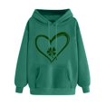 thumbnail image 1 of Plebaso Chandails en Molleton à Capuche pour Femmes pour la Saint-Patrick, Manches Longues, Imprimé Trèfle, 1 of 5