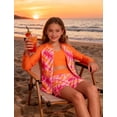 thumbnail image 4 of Lanbubble Girls Swimsuit 3-Piece Zip Long Sleeve Rash Guard Bathing Suits Bikini Boyshort Set Summer Swimwear 13-14 Years, 4 of 8