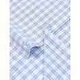 thumbnail image 4 of Camisa JEMITOP para hombre, manga larga, corte ajustado, a cuadros, blanco y azul S, 4 of 6