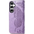 thumbnail image 3 of Wallet Phone Case for Samsung Galaxy S23 FE,3D Butterfly Pattern PU Leather Flip Kickstand Case with Magnetic Clasp and Cash Card Slots Holster for Samsung Galaxy S23 FE,HZD Light Purple, 3 of 18
