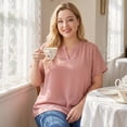 thumbnail image 3 of Agnes Orinda Women's Plus Size Tops Swiss Dots Short Sleeve Notched Neck Spring Summer Blouses 2X Pink, 3 of 8