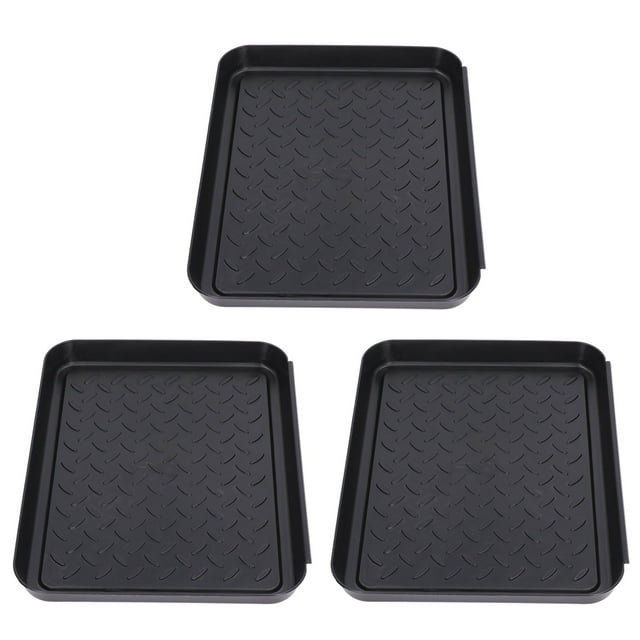 FLAMEEN Tapis pour Chaussures Mouillées, Plateau à Chaussures en Plastique Durable Gain de Place 3 Conceptions Emboîtables Grand Application Plateau à Bottes Stable pour Maison Bureau Hôtel, Plateau à Chaussures
