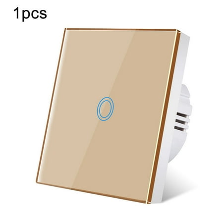 

Goodhd Wall Touch Switch 220V EU Crystal Glass Panel 1/2Gang 1 Way Light Sensor Switche