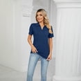 thumbnail image 2 of TYGHBN Women's Solid Color Short Sleeved Lapel Pocket Loose T Shirt Top T Shirt Women Loose Medium Shirt Sports T Shirt for Women Womens T Shirts Long Sleeve Womens Cold Gear Long Sleeve Womens Solid, 2 of 4