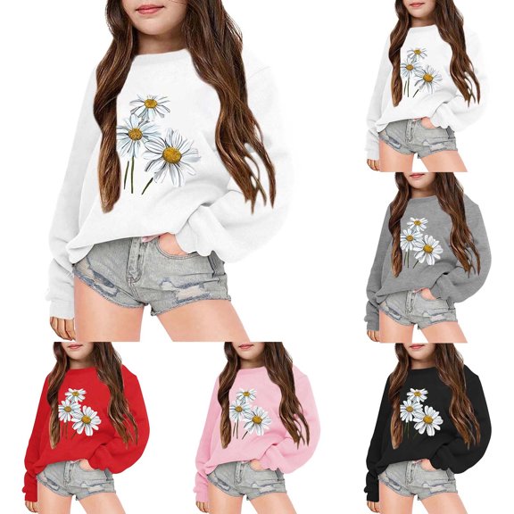 CAIXIA Graphic Sweatshirts Women Crew Loose Fit Cute Long Sleeve Kawaii Cartoon Fall Pullovers Printed Tops School Uniform Clothes for Teen Girls Y2k