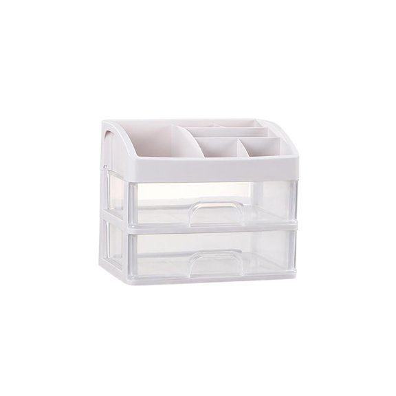 Bewildely Caja de almacenamiento de cosméticos de plástico Productos para el cuidado de la piel Caja de almacenamiento de plástico con 2/3 capas Almacenamiento y organización del hogar 2 capas Bewildely HA025071-01