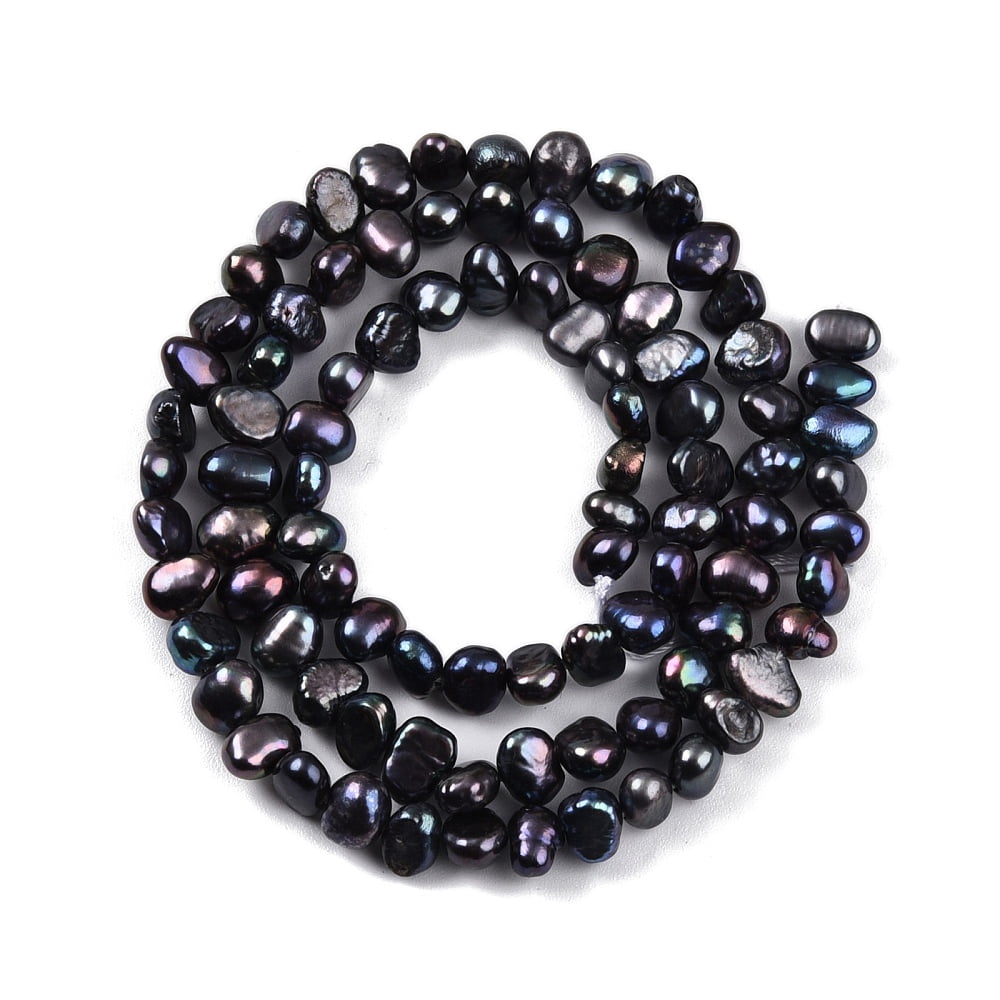 Natural Cultured Freshwater Pearl Beads Strands Dyed Two Sides Polished Prussian Blue 3~5x4~6.5x2.5~4mm Hole: 0.5mm about 90~93pcs/strand 15.75~15.94''(40~40.5cm)