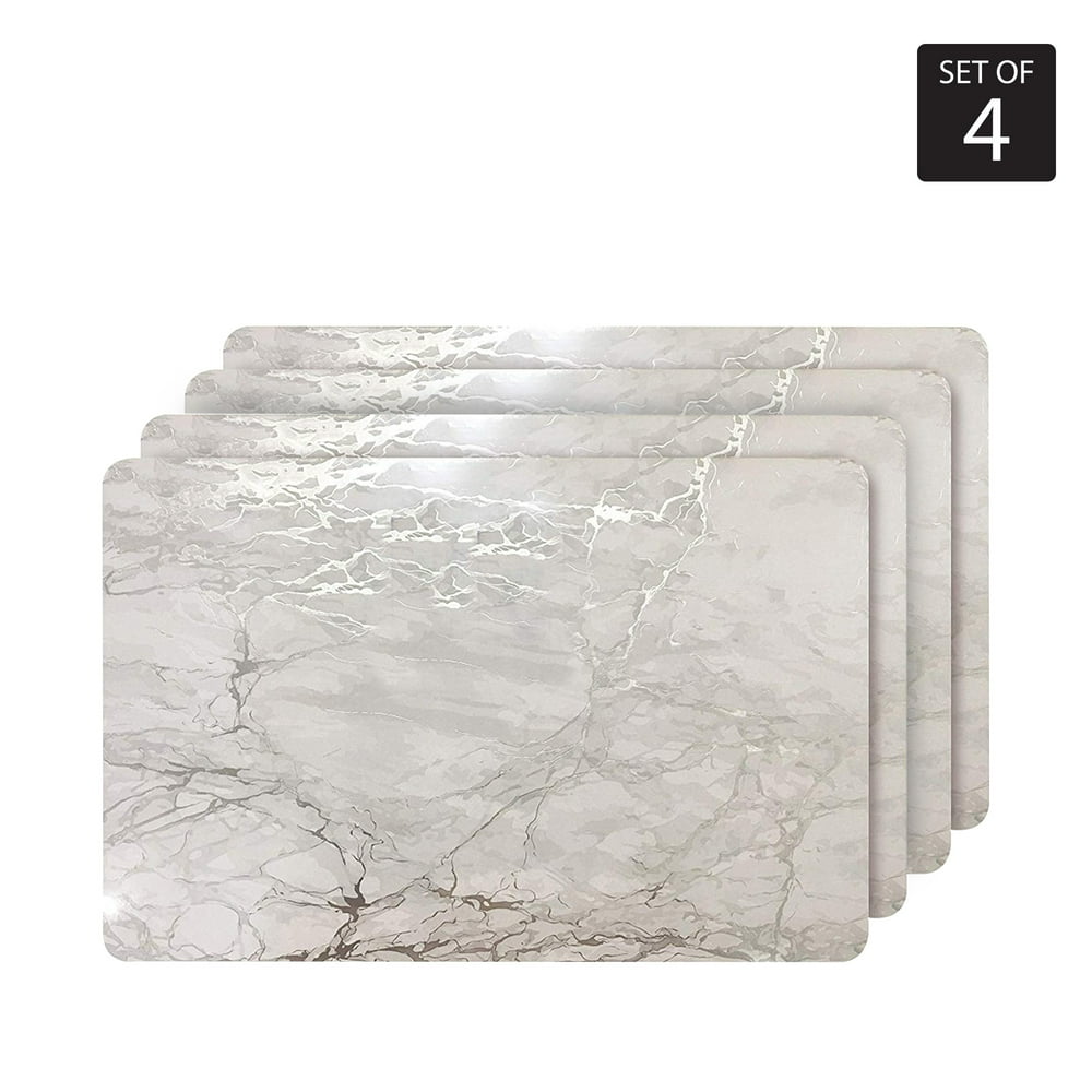 Dainty Home Marble Cork Metallic Print Rectangle Set of 4 Placemats in